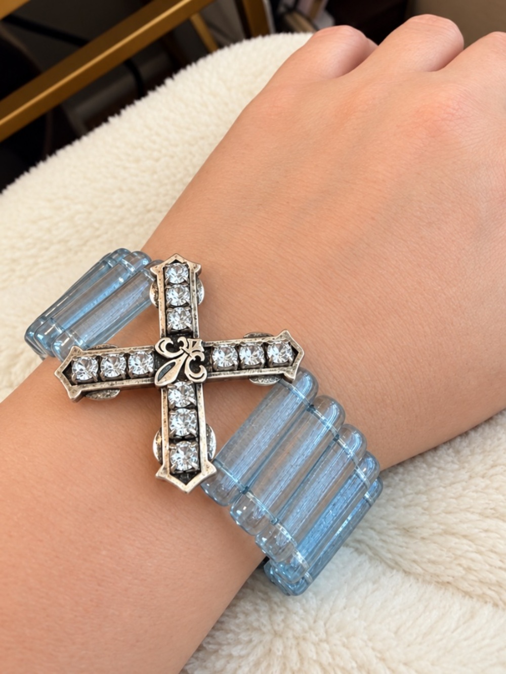 French Kande Light Blue Baguette Bracelet